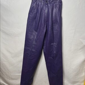 Vintage Le Baz New York purple leather high waisted pants sz 8